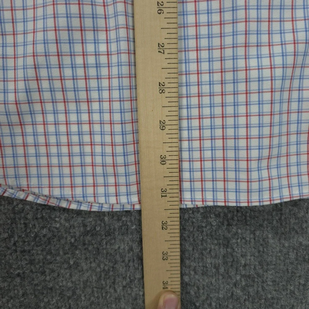 Mizzen‎ Main Shirt Mens XL White Check Performance Stretch Classic Fit Dress